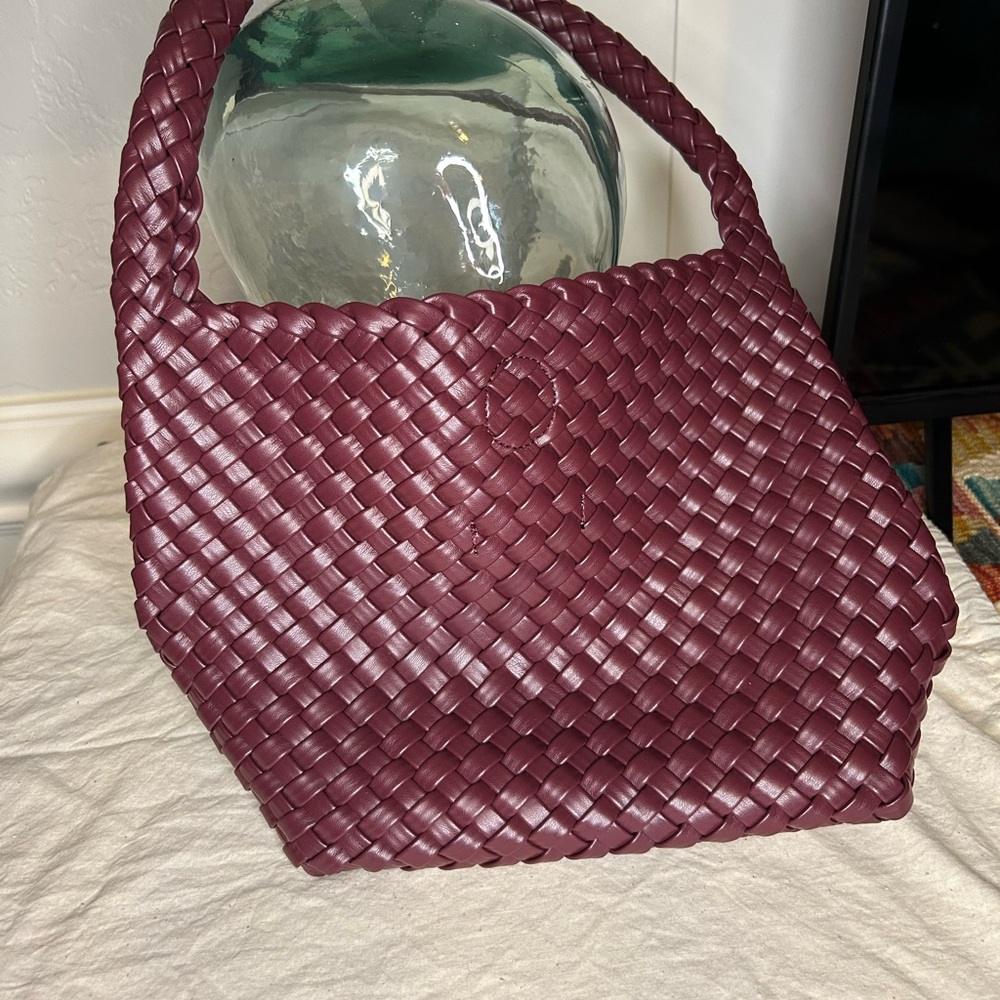 Chic Maroon Woven Shoulder Bag